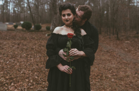 Wintry gothic engagement session photography in Alabama